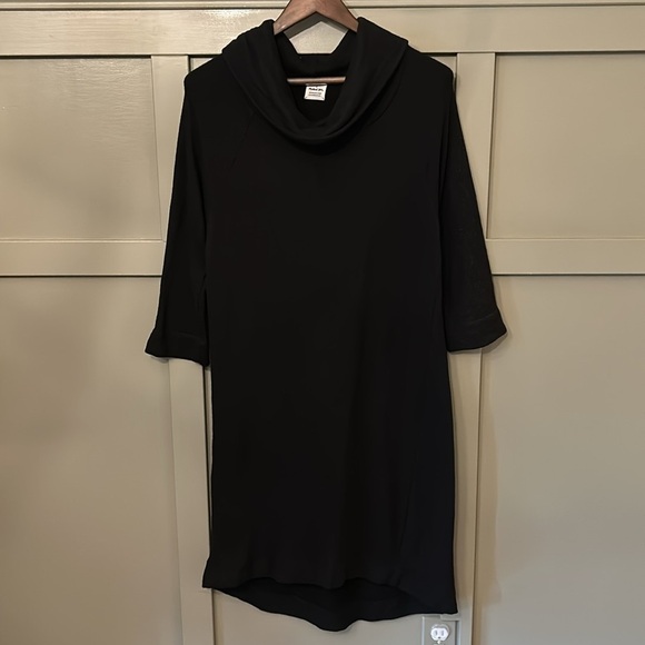 Evereve x Michael Stars Cowl Neck Sweatshirt Dress French Terry Black Size Large - Picture 1 of 7